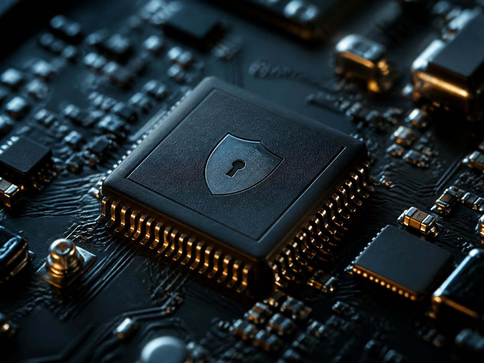 Macro photograph of a hardware security module sealing a record